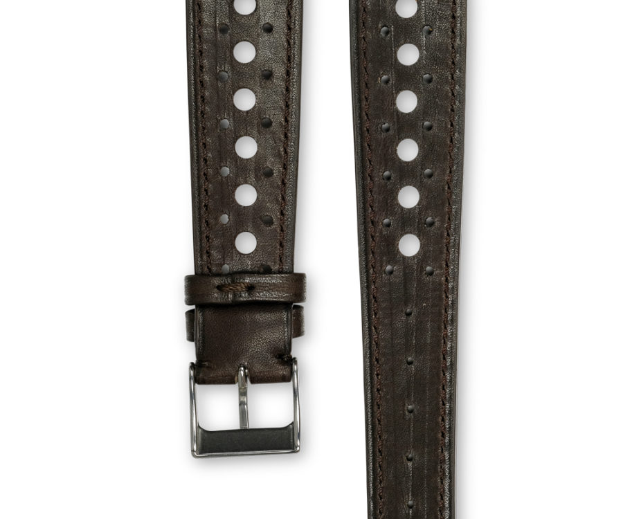 Smooth Rally chocolate brown leather watch strap - tone on tone stitching - LUGS brand
