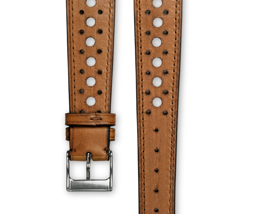 Smooth Rally Barenia light brown tan leather watch strap - tone on tone stitching - LUGS brand
